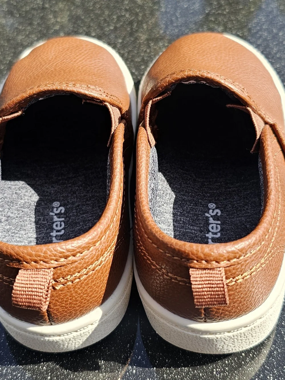 Carter's Tan Slip-On Kids Dress Shoes with White Sole